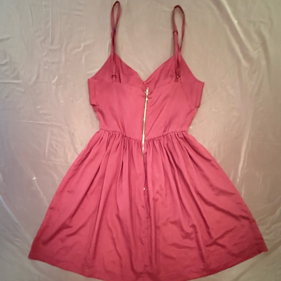 Eight Sixty Y2K Dark Pink Ruffle Mini Spaghetti Strap V-neck Dress Size Small - Picture 3 of 9